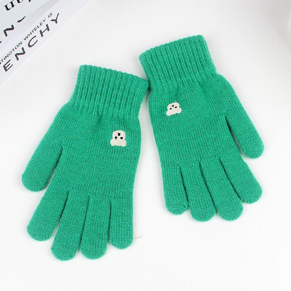 Solid Color Touch Screen Gloves Bear Cycling Gloves Cute Winter Knitted Gloves  Women