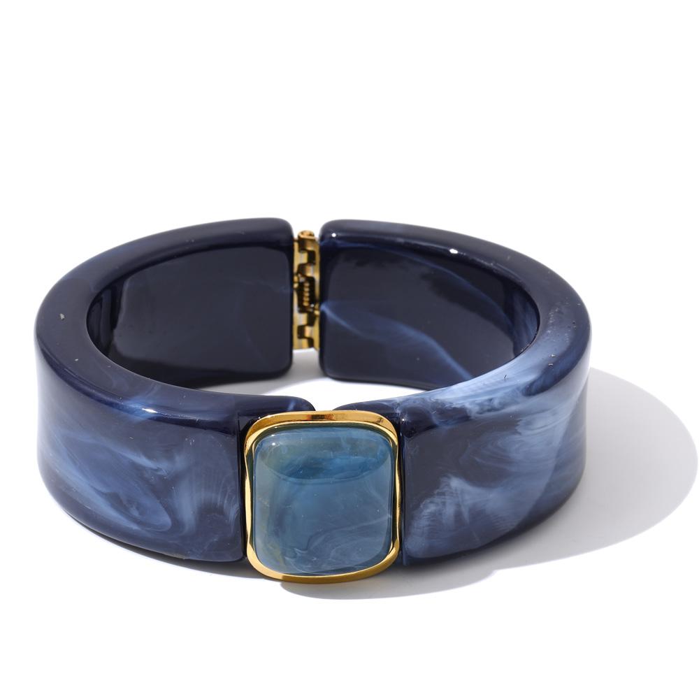Yhpup 66mm Groen Roze Bruin Paars Acryl Dikke Armband Manchet voor Vrouwen Roestvrij Staal Nieuwkomers 2025 Polssieraad Cadeau