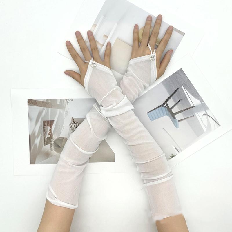 Long Fingerless Tulle Mesh Gloves for Women Elegant Bridal Sheer Arm Sleeves for Operas and Cosplay Theme Party 1920s