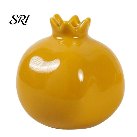 Living Room Vase Ceramic Pomegranates Bud Small Fruit Shaped Decorative for Home Long-lasting Decor Farmhouse Rustic Flower Table Centerpiece