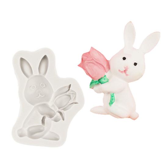 3D Wortel Konijn Siliconen Vorm Voedselkwaliteit Chocoladevorm voor Fondant Taartdecoratie & Hars Kunst Oven Vaatwasserbestendig Gemakkelijk Los te Laten Snoepvorm