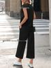 Women's Spring/Summer V-Neck Short Sleeve Buttoned Two-Piece Casual Suit