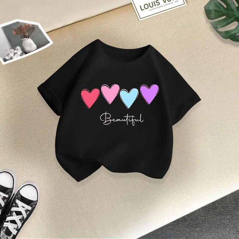 Girls shortsleeved tshirt new summer crew neck top girls foreign summer clothing childrens halfsleeved childrens clothing