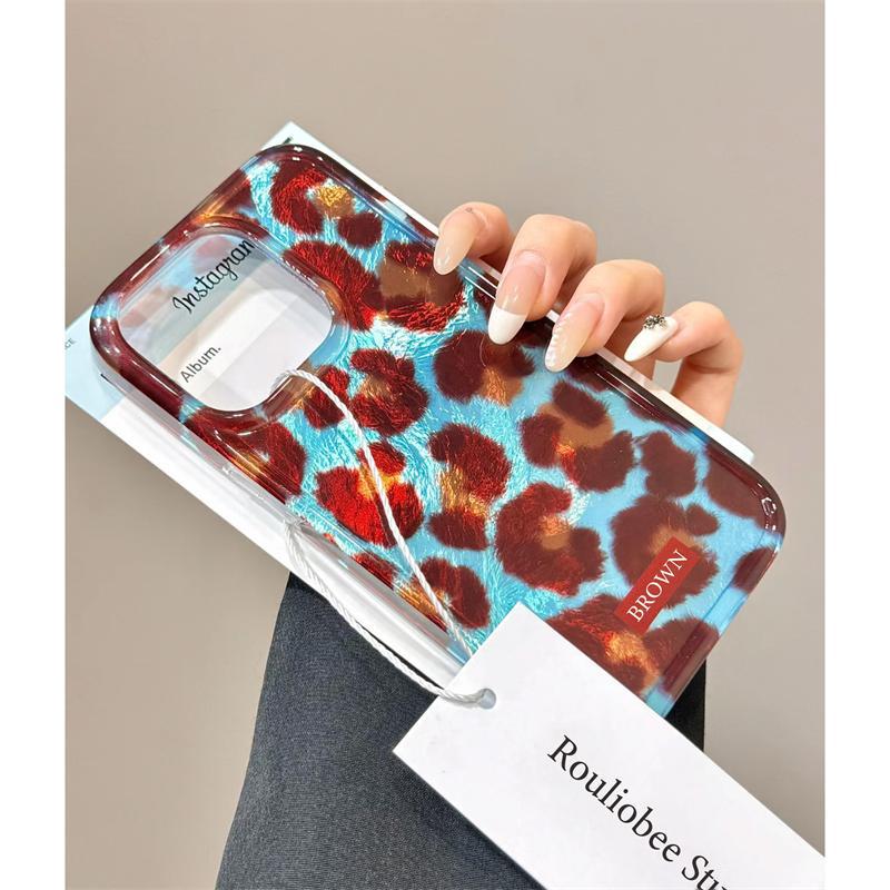 The New Leopard Print Blue Planet Phone Case Is Suitable for The Apple 16promax Vortex Iphone15 Protective Case for Women
