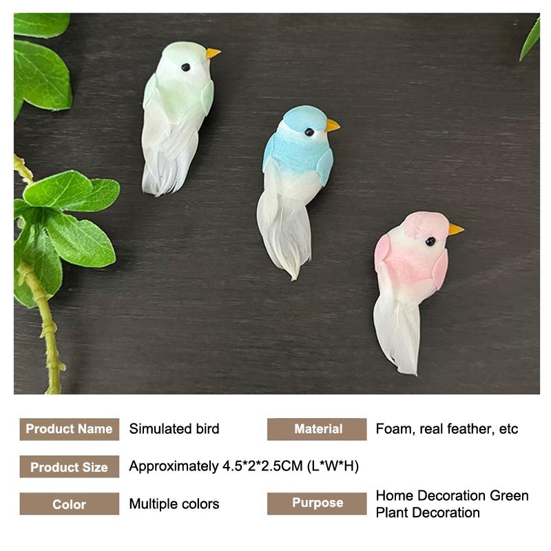 2Pcs Cute Artificial Birds Fake Foam Animal Simulation Feather Birds Models Tit Diy Craft Home Garden Floral Ornament Decoration