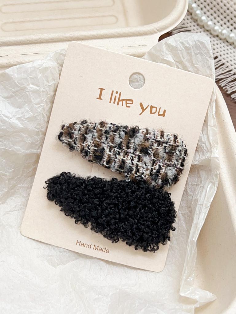 2Pcs Warm Color Plush Snap Hair Pins,Strong Hold Hair Clips Non- Slip Hair Barrettes Hair Accessories Bangs Clip for Women Girls