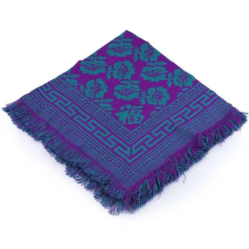 Ethnisch Stil Damen Quadratisches Tuch Mit Blumenmuster Warmes Winteraccessoire Für Damen Mittleren Alters