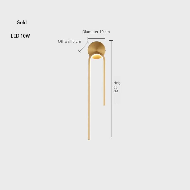

New Nordic Minimalist Copper LED Wall Lamp Living Room Background Wall Modern Creative Bedroom Bedside Lamp Interior Lighting white light 6000K