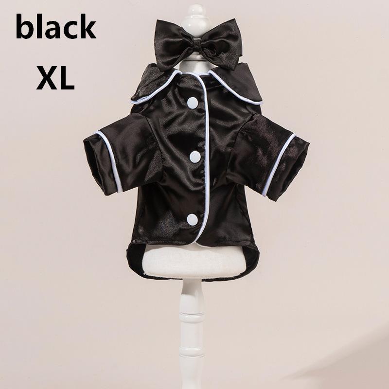 Satin Dog Pajama Set Cute Pet Sleepwear with Matching Bow Headband Soft Outfit for Tiny Puppy Kitten Indoor Wear