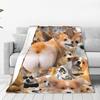 Corgi Dog Blanket  Airplane Travel Flannel Throw Blanket For Couch Bed Warm Soft Custom Quality Bedspread Gift