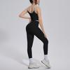 Contrast Color Threaded Vest Tight-fitting High-elastic Breathable Yoga Clothing Set Sports Running Fitness Two-piece Set