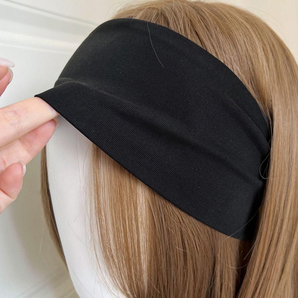 Sweat Absorbing Cotton Elastic Headband Knit Sports Hairband Sweet Wide Knitted Headband Women