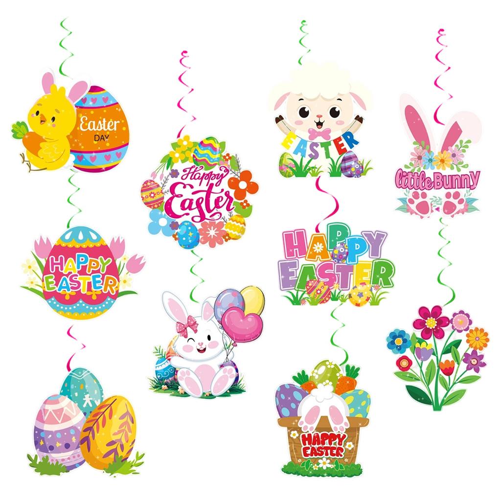 Easter Party Decoration Easter Flag Spiral Hanging Honeycomb Ornament Scene Arrangement