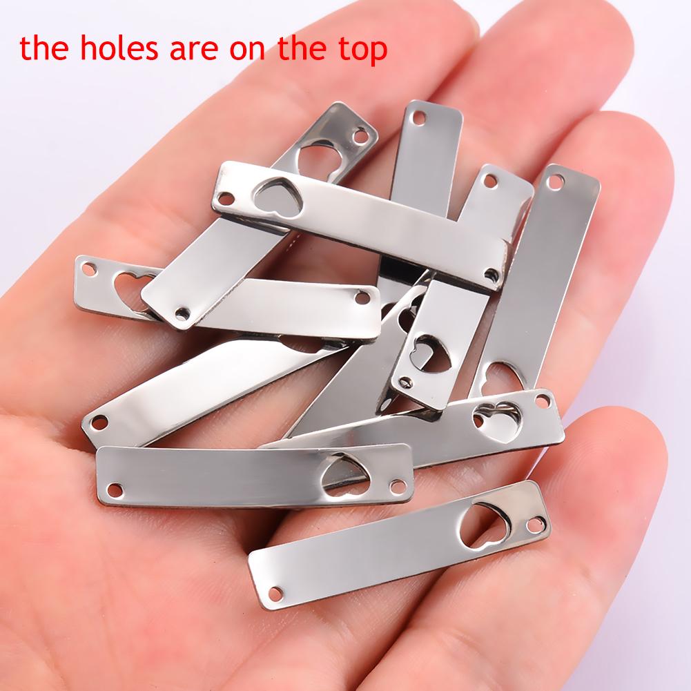 10pcs/lot Stainless Steel Mirror Polish Bend Blank Bar with Hollow Heart Charms Connector DIY Jewelry Making Necklace