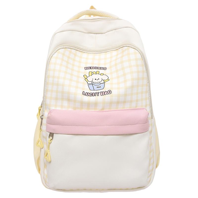 Schoolbag New Large-capacity Plus-size Middle School Backpack High School Student Casual Cute Printed Schoolbag Japanese Plaid Bag