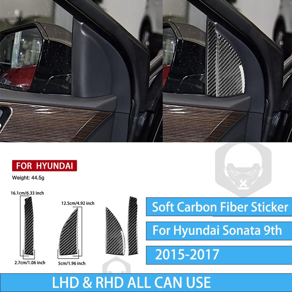 For Hyundai Sonata 9 2015 2016 2017 Inner A-pillar Trim Real Carbon Fiber Sticker Car Interior Accessories