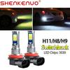 2pc H11 H8 White Yellow LED Fog Light 3030 CSP Bulb Dual Color Switchback Bright