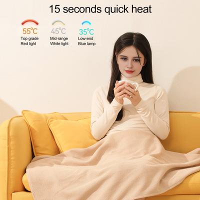 Xale Aquecido Cachecol Aquecido Alimentado por USB com 3 Configurações de Temperatura Envoltório Quente de Inverno com Zíper Manta Aquecida Portátil para Viagens Voos Viagens Rodoviárias