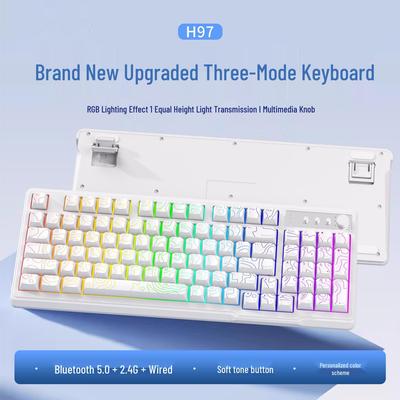 H97 Mechanische Tastatur: Kabellos/Kabelgebunden, RGB, Zuhause/Büro/Gaming, Dreimodus-Bluetooth für Mädchen.