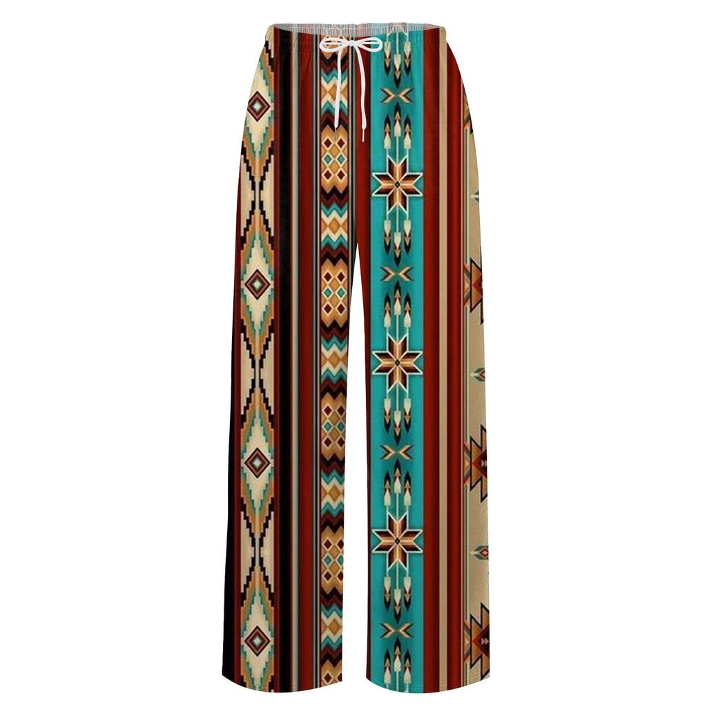 Men's Fashion Loose Casual Printed Wide Leg Pocket Sports Trousers