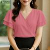 ZANZEA Women Summer V-Neck Ruffles Short Sleeve Casual Blouse
