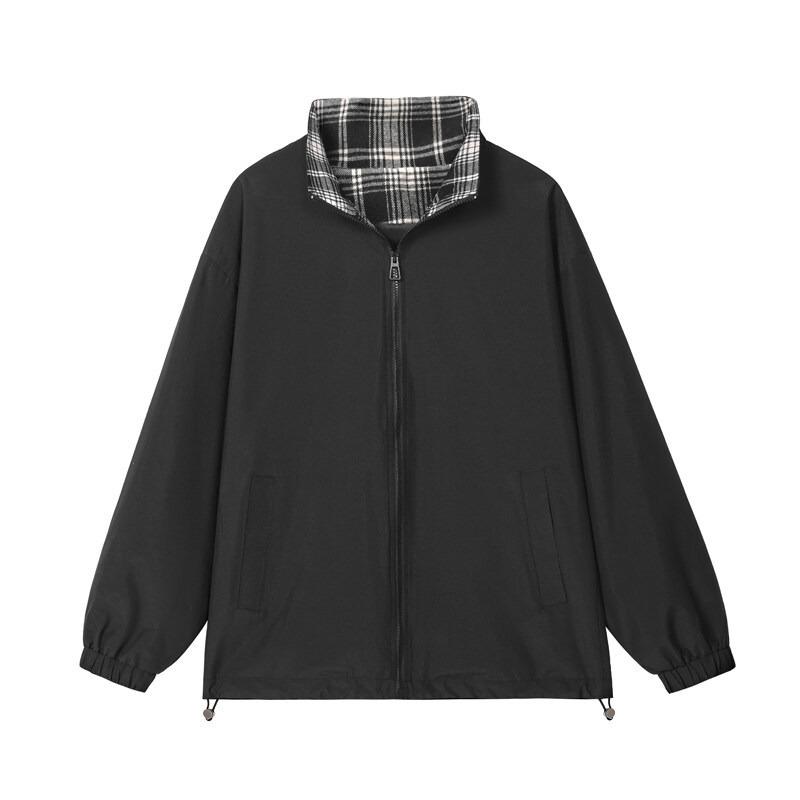 Men Plaid Patchwork Turn Down Collar Loose Vintage Jacket Streetwear Casual Outerwear