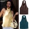 2025 Sommer Europäisches & Amerikanisches Seidensatin Neckholder Top
