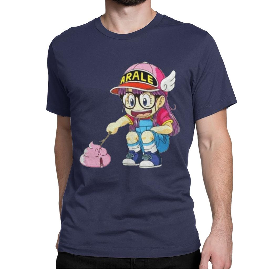 Arale Poking Poop Dr Slump T Shirts Men Women's Cotton Vintage T-Shirt Unchi-kun Anime Tee Shirt Short Sleeve Graphic Printed