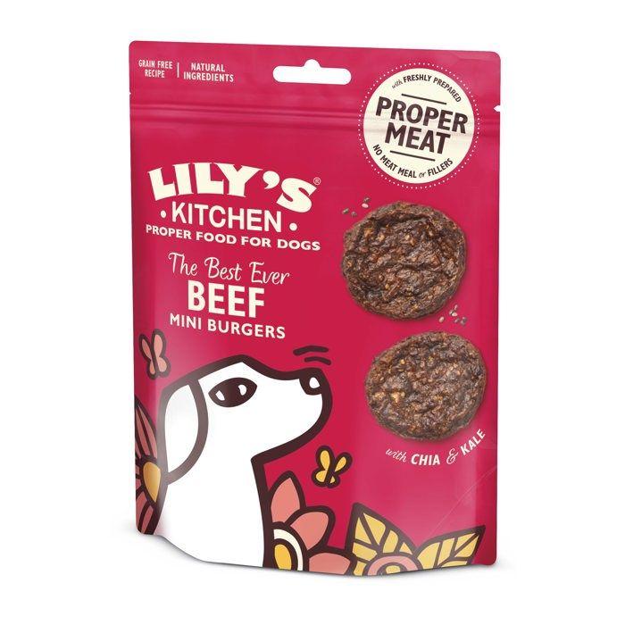 Lily's Kitchen Friandises Recette sans céréales pour chien - Burgers au boeuf 70g (Lot de 8)
