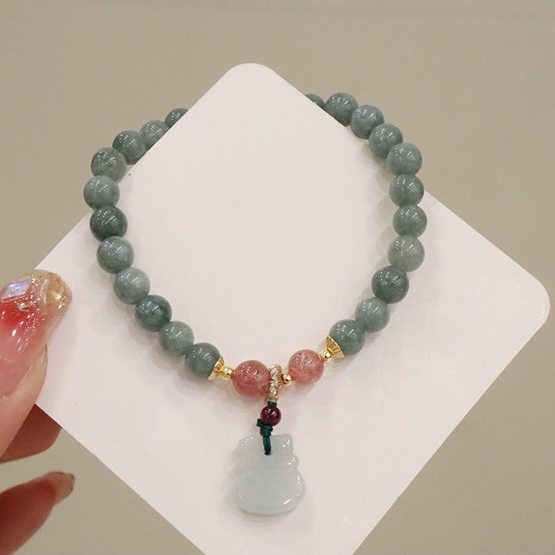 Jade crystal bracelet hand jewelry strawberry crystal pendant Bangles Women Fashion Jewelry accessories Gift