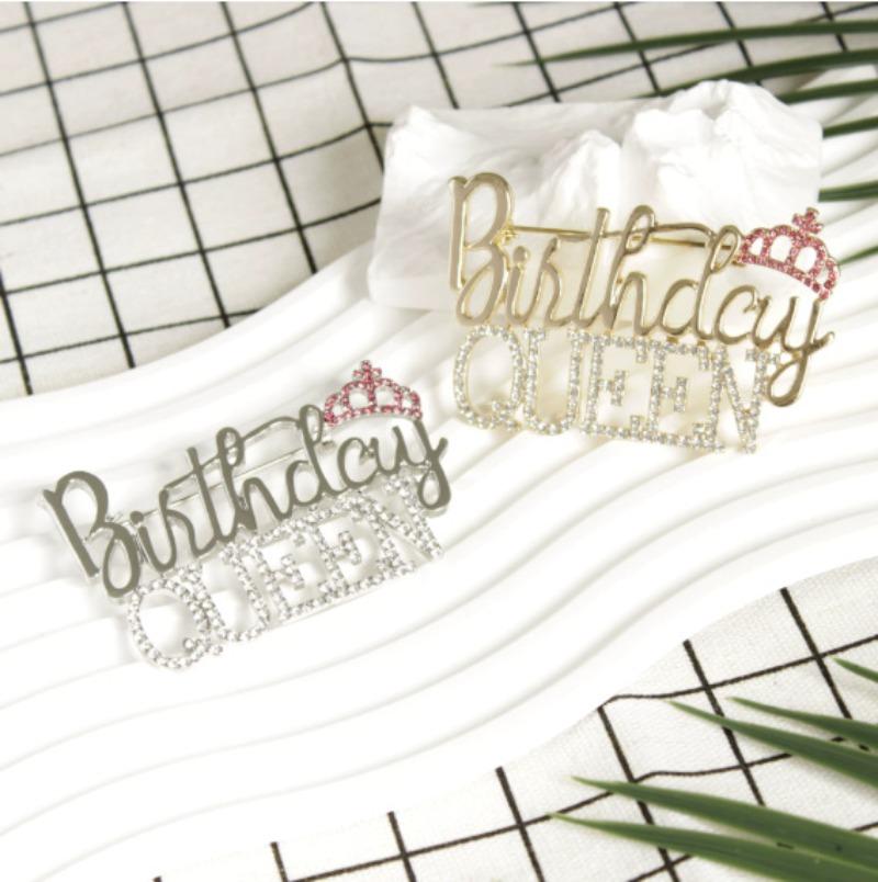 Elegant Queen Crown Brooch Pins Sparkling Rhinestone Lapel Pin Birthday Party Celebrations Women's Fashion Accessories
