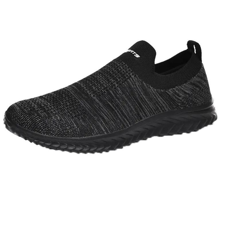 

Men Black Breathable Mesh Slip On Sneakers Men Women Lightweight Soft Sole Casual Walking Shoes 46 чорний/сірий