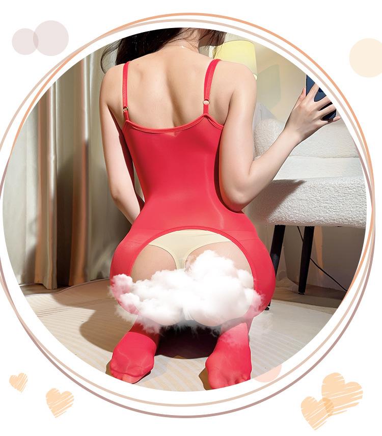 Διαφανές Αμάνικο Μποτάκι με Ανοιχτό Καβάλο & Τιράντες - Ερωτικά Εσώρουχα Ζευγαριού