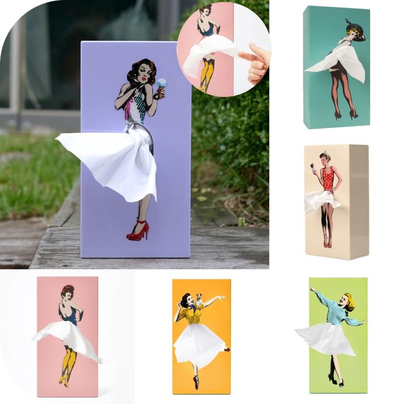Adorable Marilyn Monroe Skirt Girl Tissue Box Cartoon Decorative Paper Holder