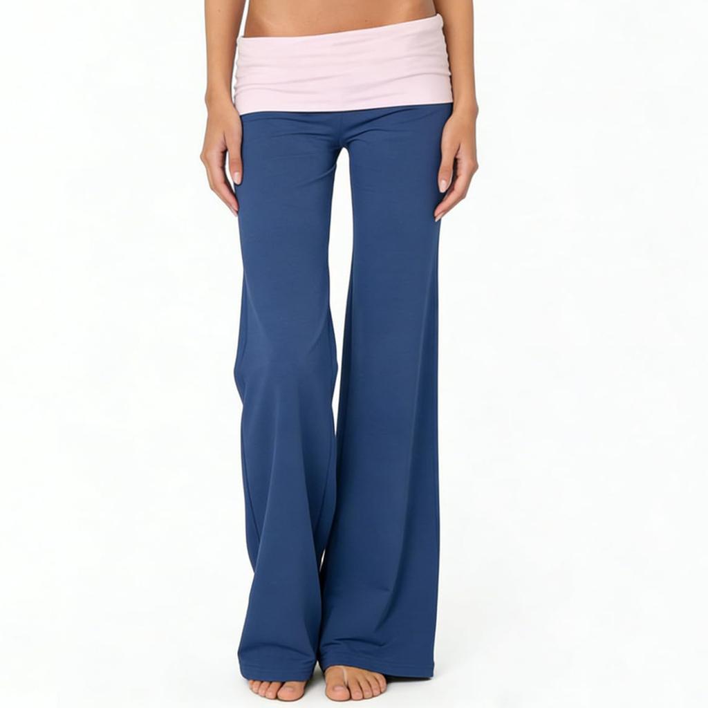 Pantaloni Casual da Donna alla Moda Color Block Vestibilità Aderente per Casa Sport Fitness Micro Svasati