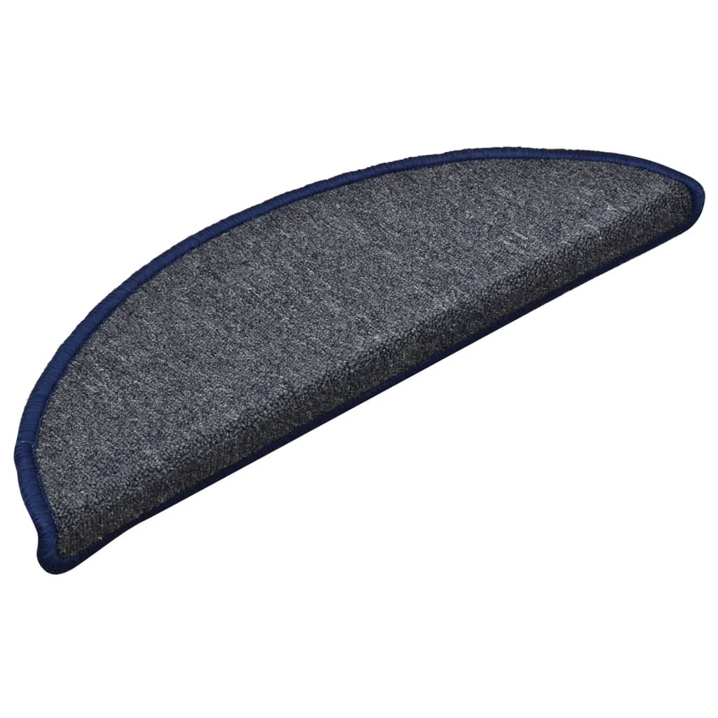 Step Mats 15 Pcs. 56 X 17 X 3 Cm Dark Gray and Blue Semi Circular