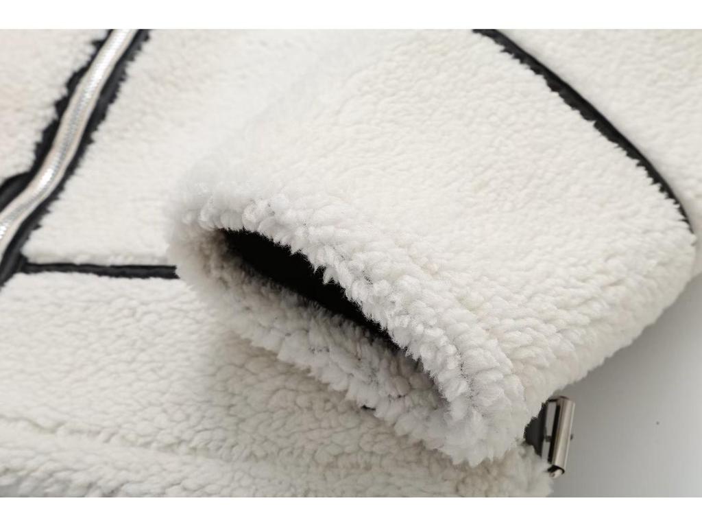 2023 Autumn Y2K Women's Lambswool Spliced One-Piece Jacket - Unique European & American Style