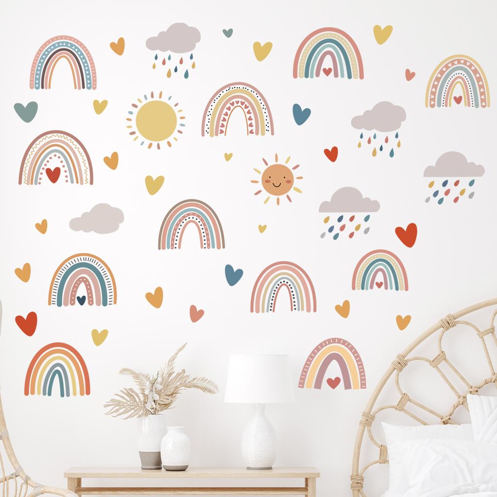 1Pc Cartoon Love Cloud Rainbow Wall Stickers Kids Room Decoration Bedroom Children Room Wall Art Living Room Decor for The House
