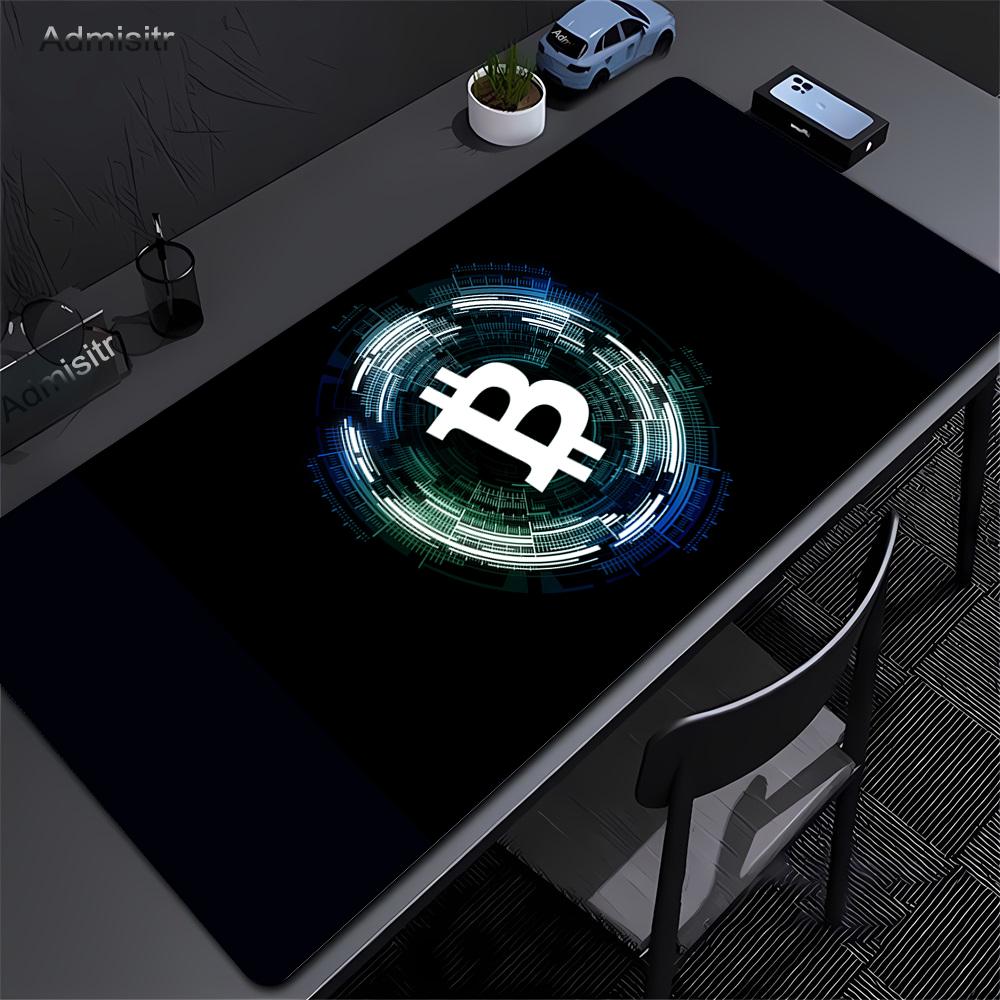 Large Gaming HD Mousepad Bitcoin Mouse Pad Anti-slip Rubber Mouse Mat Computer Gamer Desk Mat Stitched Edge Black Gamer Mousepad