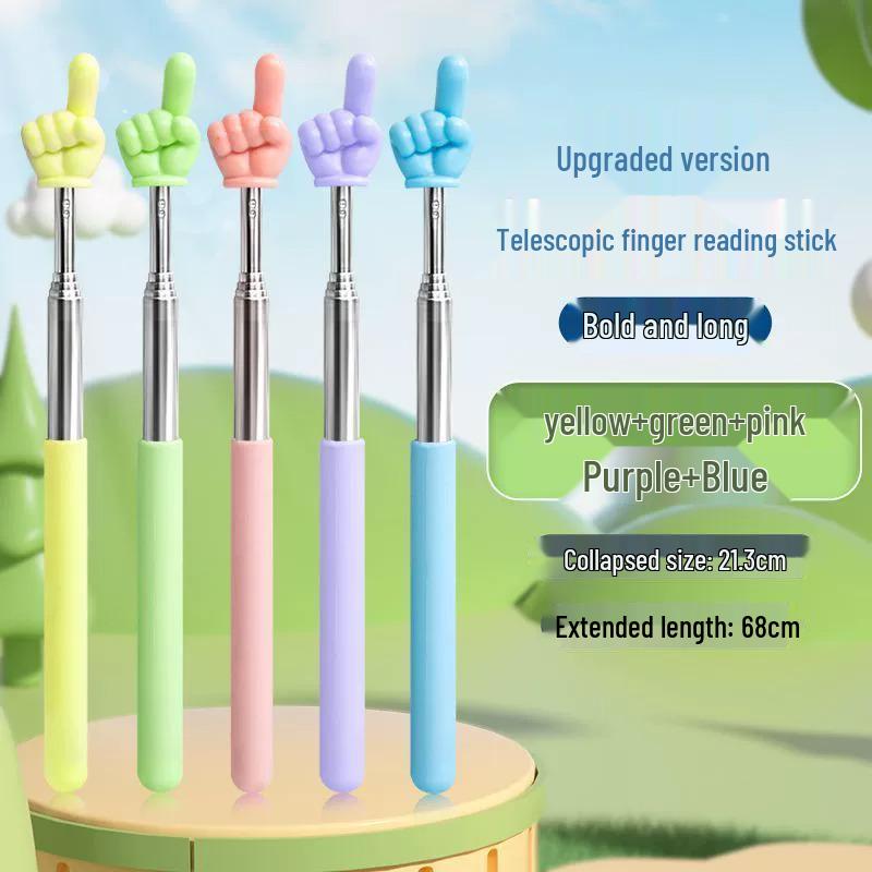 Retractable Teaching Pointer - Classroom Finger Pointer for Reading and Recognition