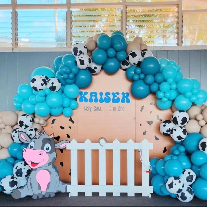 

Farm Ranch Theme Balloon Set Cow Balloon Chain Wreath Arch Decoration Children S Birthday Party Cowboy Balloon Set as shown
