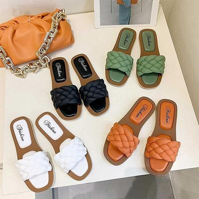 Fashion Sandals 2024 Women Open Toe Sandals Walking Solid Color Women Shoes Woven Beach Female Slippers Holiday Slipper Chaussure Femme