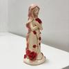 Hugging Rose Goddess Statue Resin Red Rose Girl Figurine Sculpture Home Office Desktop Bookshelf Decoration Ornament