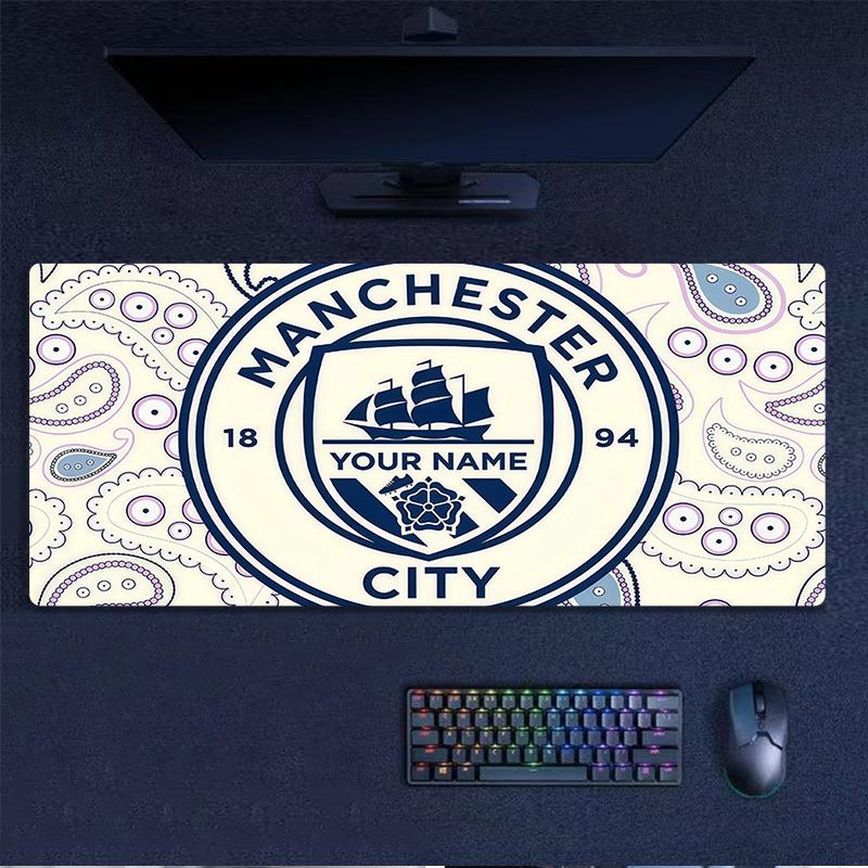 Custom Name,Manchester City Mouse Pad, Large Gaming Desk Mat, Non-slip XXL Mousepad for Laptop & Tablet, Mini PC Playmat with Stitched Edges