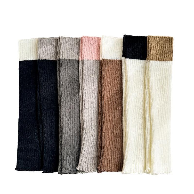 Gestrickte Socke, Frühling und Herbst Wollfarbblock-Patchwork Beinlinge, Vielseitige Wadenstrumpf-Abdeckungen, Warme Wollplüsch-Sockenabdeckungen