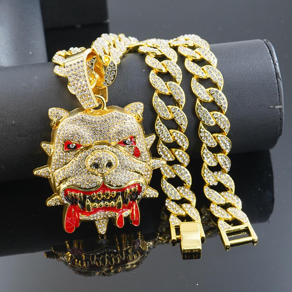 European and American new products are hot-selling hip-hop personality bulldog pendant necklace trend personality fashion cool men's accessories