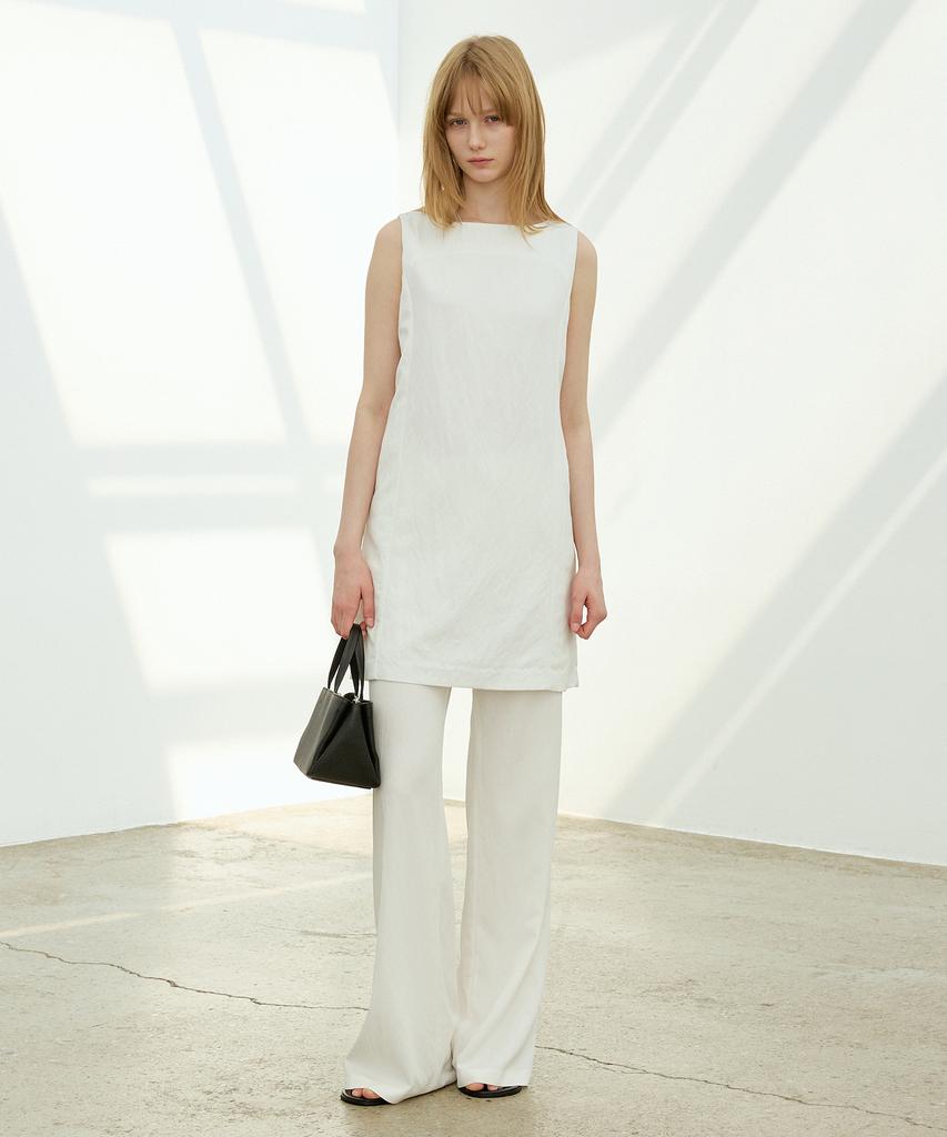 Artid Crease Boatneck Mini Dress_White