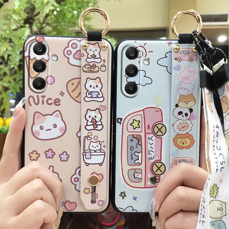Wristband Cartoon Phone Case For Samsung Galaxy A16 5G/SM-166P/E Dirt-resistant Anti-knock Fashion Design Back Cover