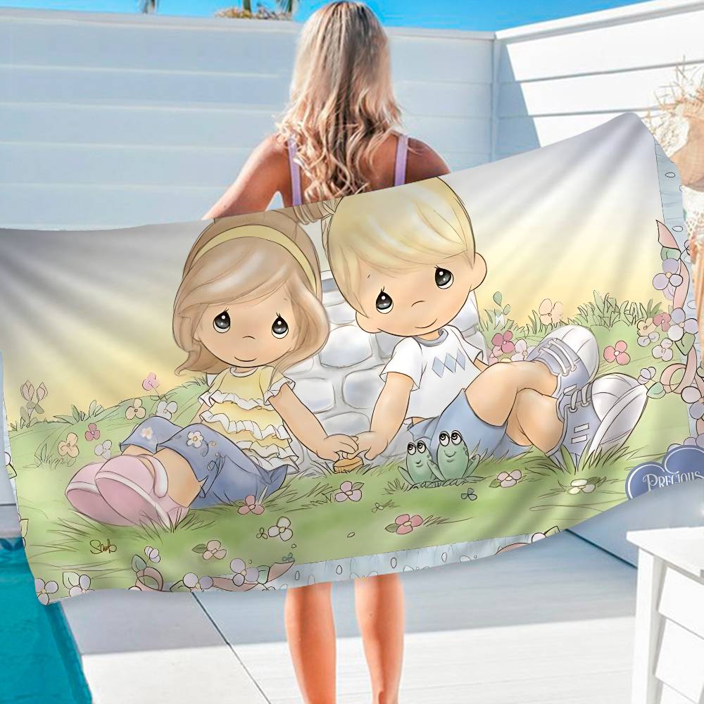

P-Precious M-Moments Cute Microfiber Printed Beach Towel Mountain Climbing Yoga Beach Swimming Running Absorbent Soft Towel W30*H60(CM)