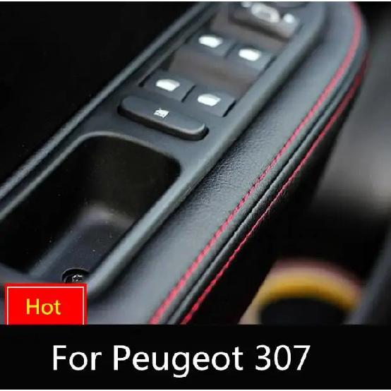 Microfiber Front / Rear Door Panels Armrest Leather Cover Protective Trim For Peugeot 307 with Mount Fittings Car interior